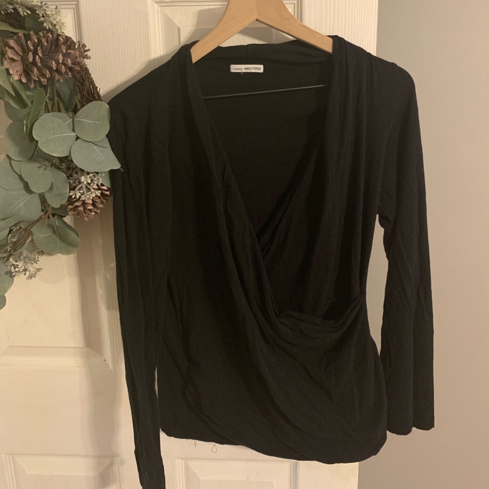 James Perse Long Sleeve Surplice Top